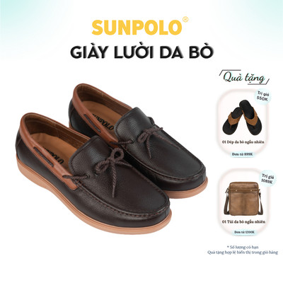 Giày mọi nam da bò SUNPOLO giày công sở đi tiệc CS5162