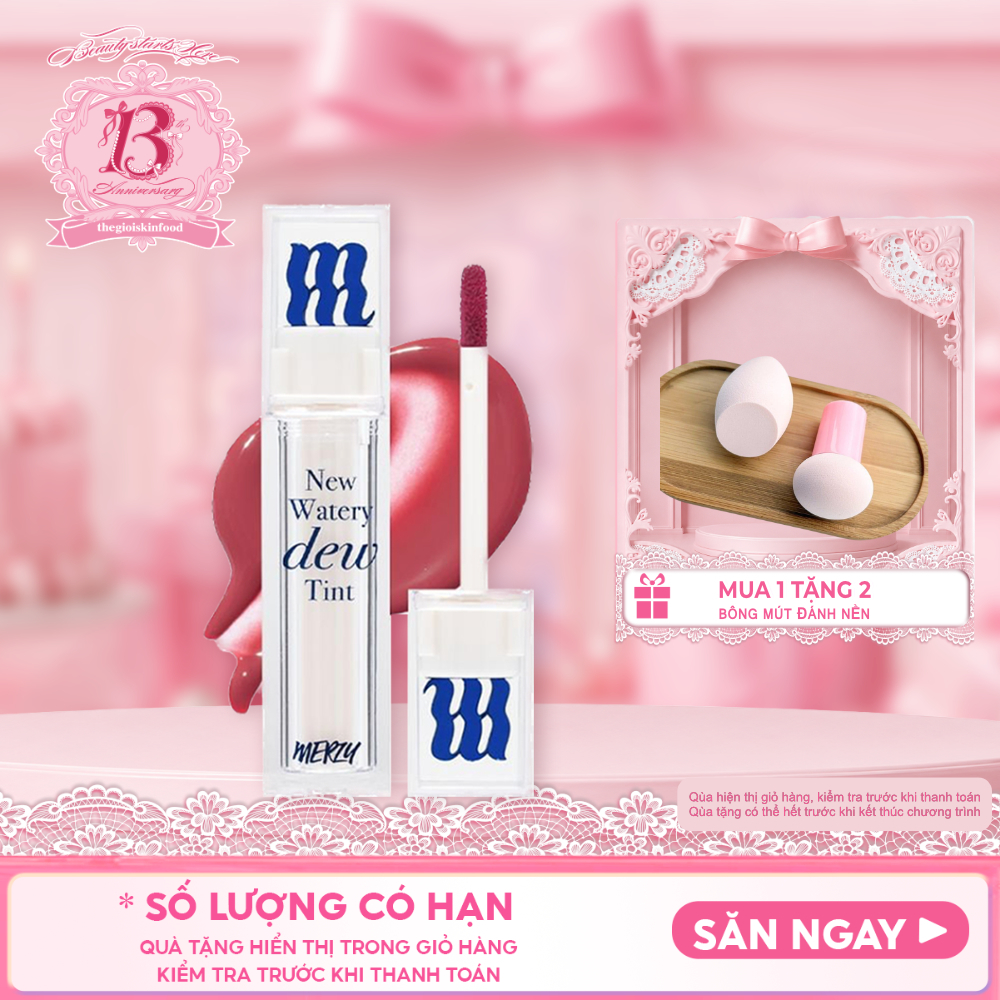 [Merzy New Dew] Son tint bóng Merzy dạng thạch, lâu trôi cho môi ẩm mịn Hàn Quốc The Watery Dew Tint 4g ThegioiSkinfood