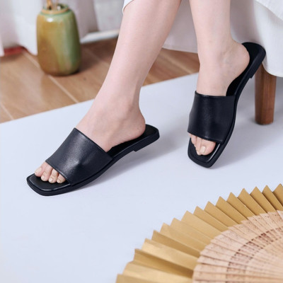 Dép nữ MYSS đế bệt quai ngang bản lớn thời trang - DE119