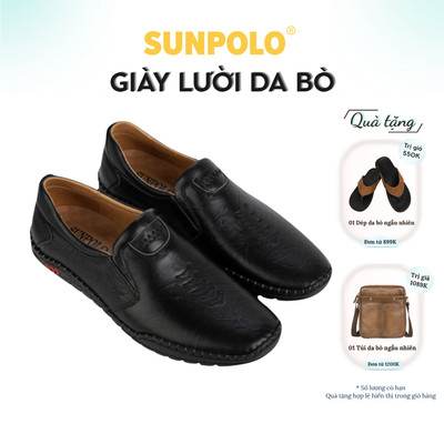 Giày lười nam Da bò cao cấp SUNPOLO đi làm công sở, đi chơi CS5052
