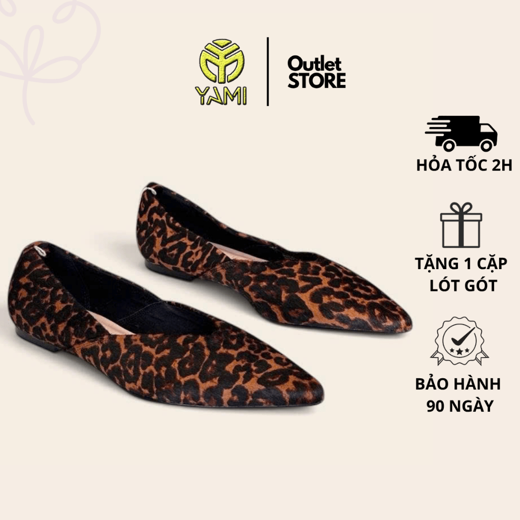 Giày Búp Bê Nữ Mũi Nhọn Size 40, Búp Bê Nữ Đế Bệt Màu Đen - Beo Vân Da Cá Sấu Cao Cấp