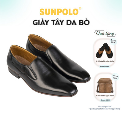 Giày tây nam Da bò cao cấp SUNPOLO giày đi làm dự tiệc MU6673