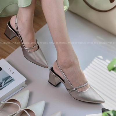 Giày cao gót nữ MYSS mũi nhọn khóa cài ngang gót trụ 7cm cao cấp - CG302