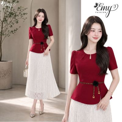 [LƯU Ý SẢN PHẨM CHỈ ÁO] Áo Thiết Kế EMY Thời Trang Cao Cấp A4142 Đỏ Đô Vải Gân HongKong Thanh Lịch Đi Làm