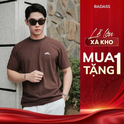 Áo Phông Nam BADASS Cổ Tròn Regular Fit Vải Single Melange Cotton Polyester Mềm Mại In Ngực Nhỏ  - APHTK719