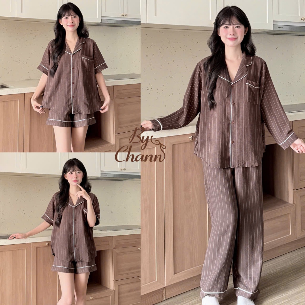 Bộ Đồ Ngủ Pyjama BY CHANN (BN34 &BN35) họa tiết kẻ sọc chất liệu đũi mềm (có size đến 80kg)