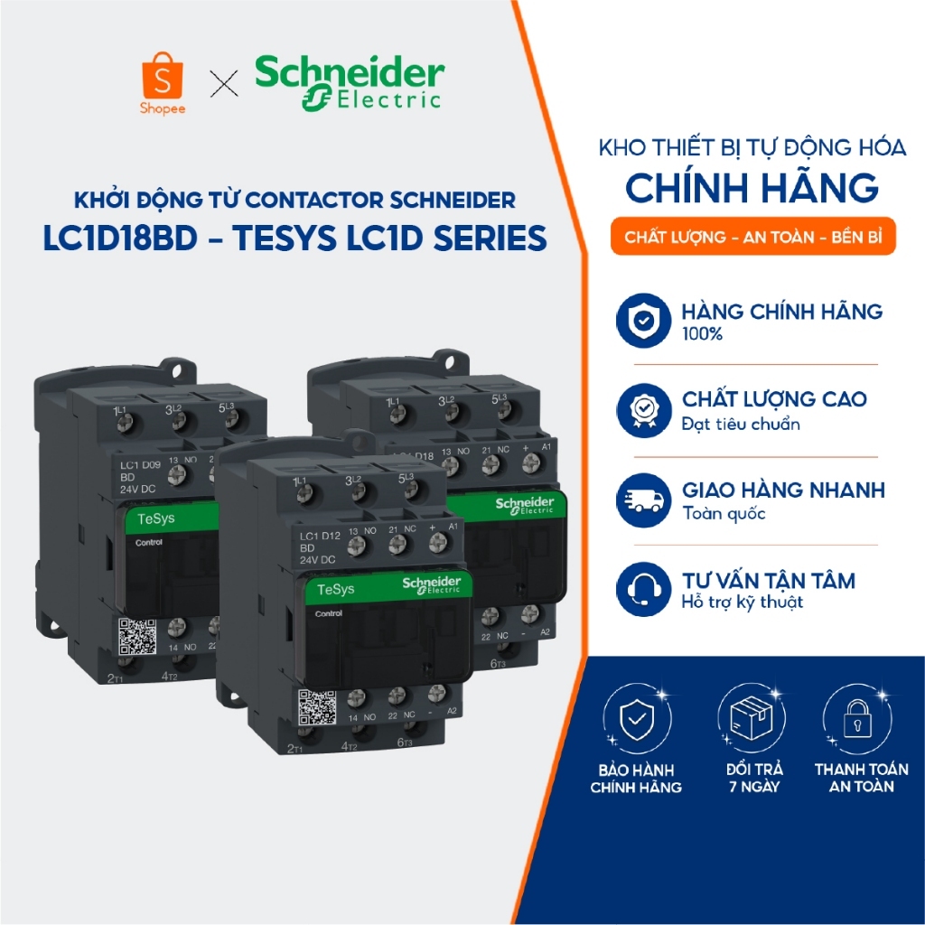 Khởi động từ Contactor Schneider LC1D18BD - Tesys LC1D Series - 3P 24VDC LC1D12BD LC1D09BD