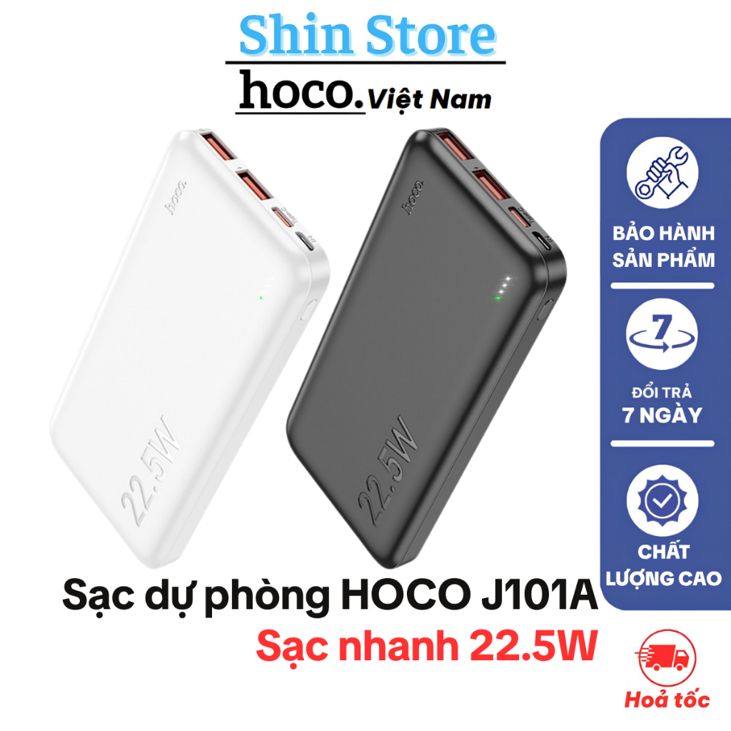 Cục Sạc Dự Phòng Nhanh Hoco J101 J101A Dung Lượng 10000mAh 20000mAh Sạc nhanh PD20W 22.5W Chính Hãng