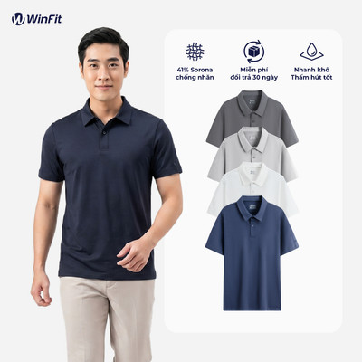 Áo Polo Nam Winfit Sorona 41% cao cấp, Form Regular dễ mặc, thoáng mát, thấm hút mồ hôi, chống nhăn WPL001