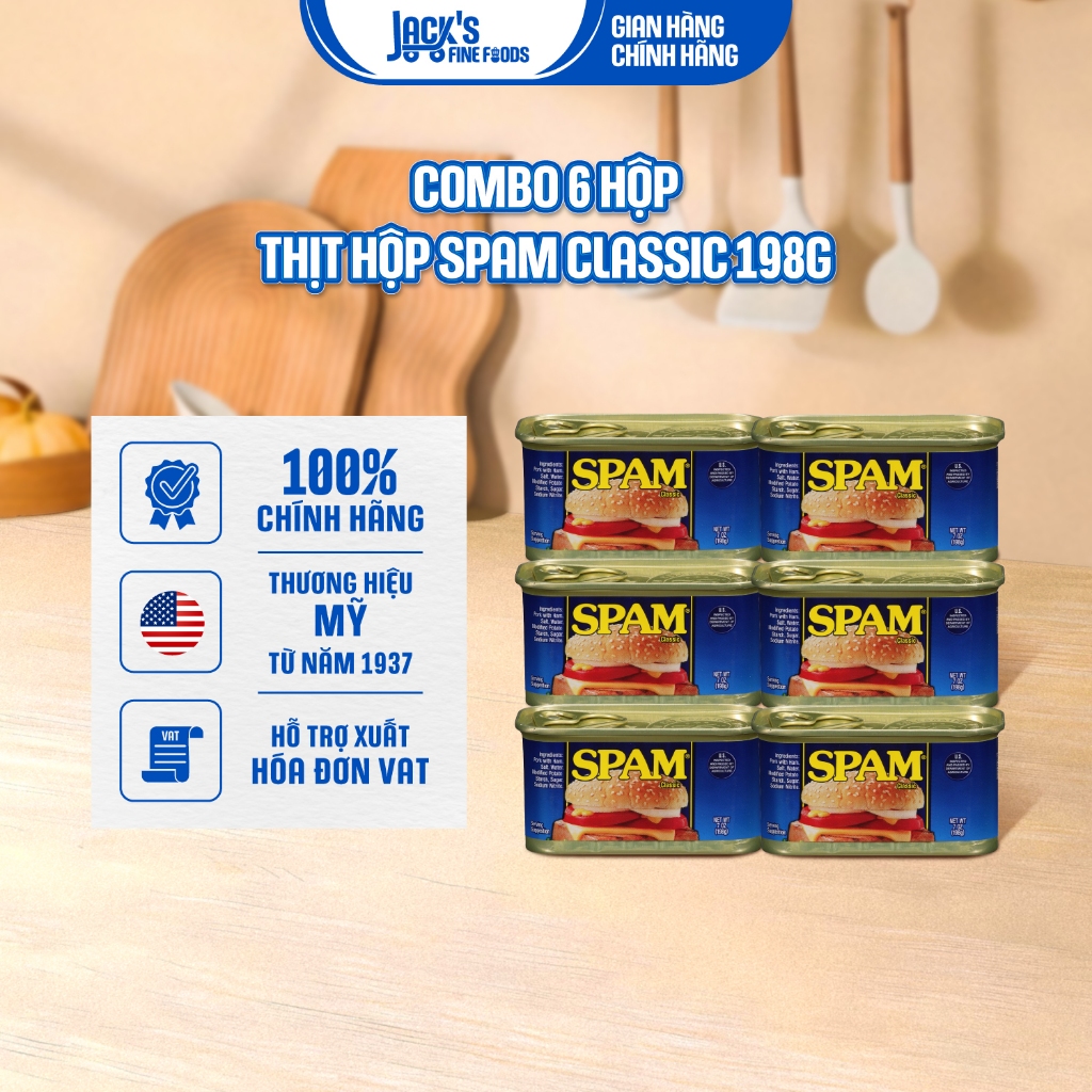 Combo 6 Hộp Thịt Hộp SPAM Classic 198g - Nhập Khẩu Mỹ