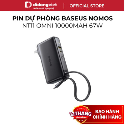 Sạc Dự Phòng Baseus Nomos NT11 10000mAh 67W Sạc Nhanh Kèm Cáp Type C Màn Hình LED - Chính Hãng