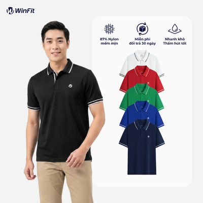 Áo Polo Nam WINFIT WPL002 Form Regular Hoạ Tiết Bo Viền - Vải Thể Thao Cao Cấp Thấm Hút, Mềm Mịn, Chống Nhăn WPL002