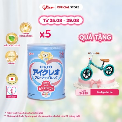 [ICREO SỐ 1] Combo 5 Lon Sữa Bột Cho Bé Glico ICREO Grow-Up Nhật Bản - Lon 820G
