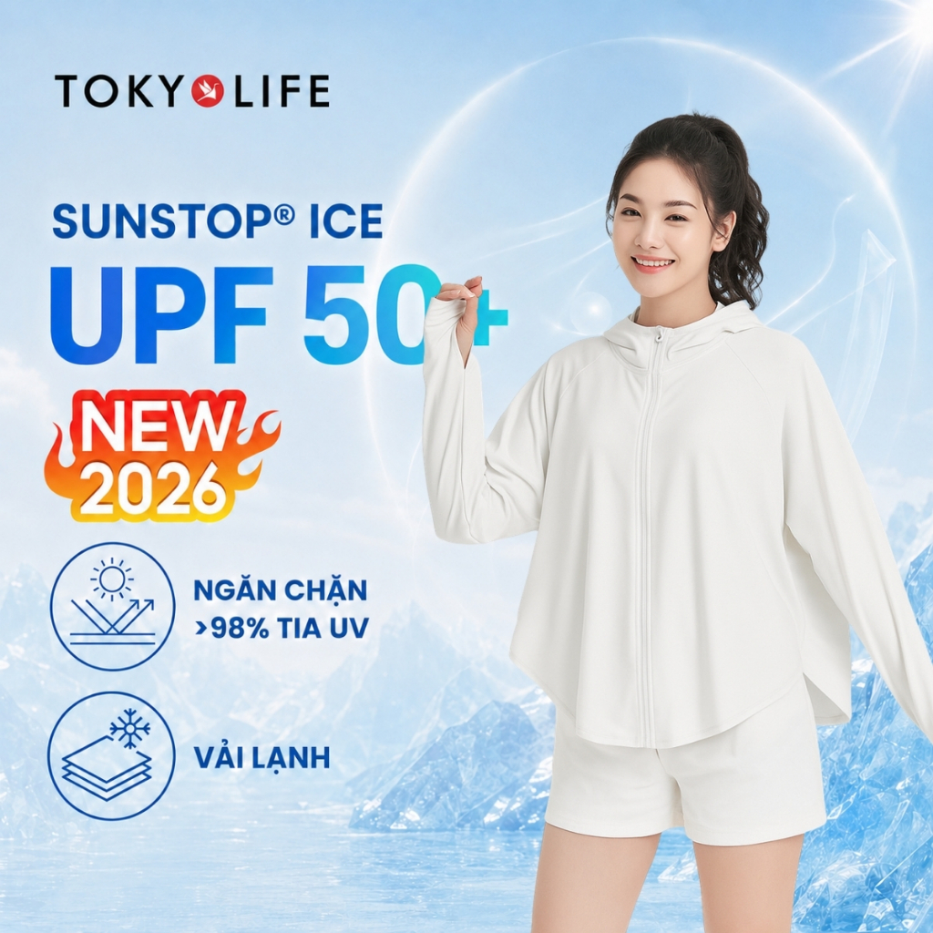 Áo Khoác Chống Nắng Chống Tia UV Nữ Sunstop Ice Làm Mát Mũ Rộng Vành 40003400- TOKYOLIFE