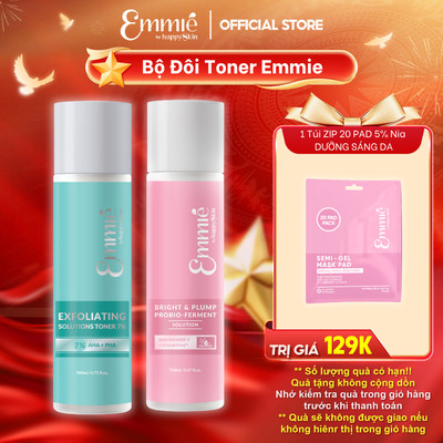 Bộ Đôi Toner Emmie Nước Thần 5% Niacinamide 150ml Và Toner 7% AHA PHA 140ml Hỗ Trợ Dưỡng Sáng Hỗ Trợ Làm Mịn Da