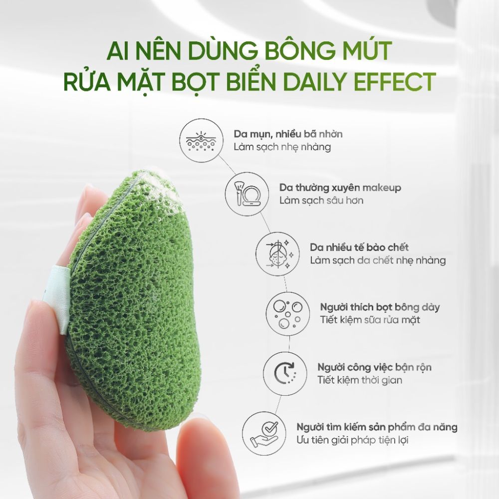 Ảnh 4 của Miếng bọt rửa mặt DAILY EFFECT Làm sạch nhẹ nhàng