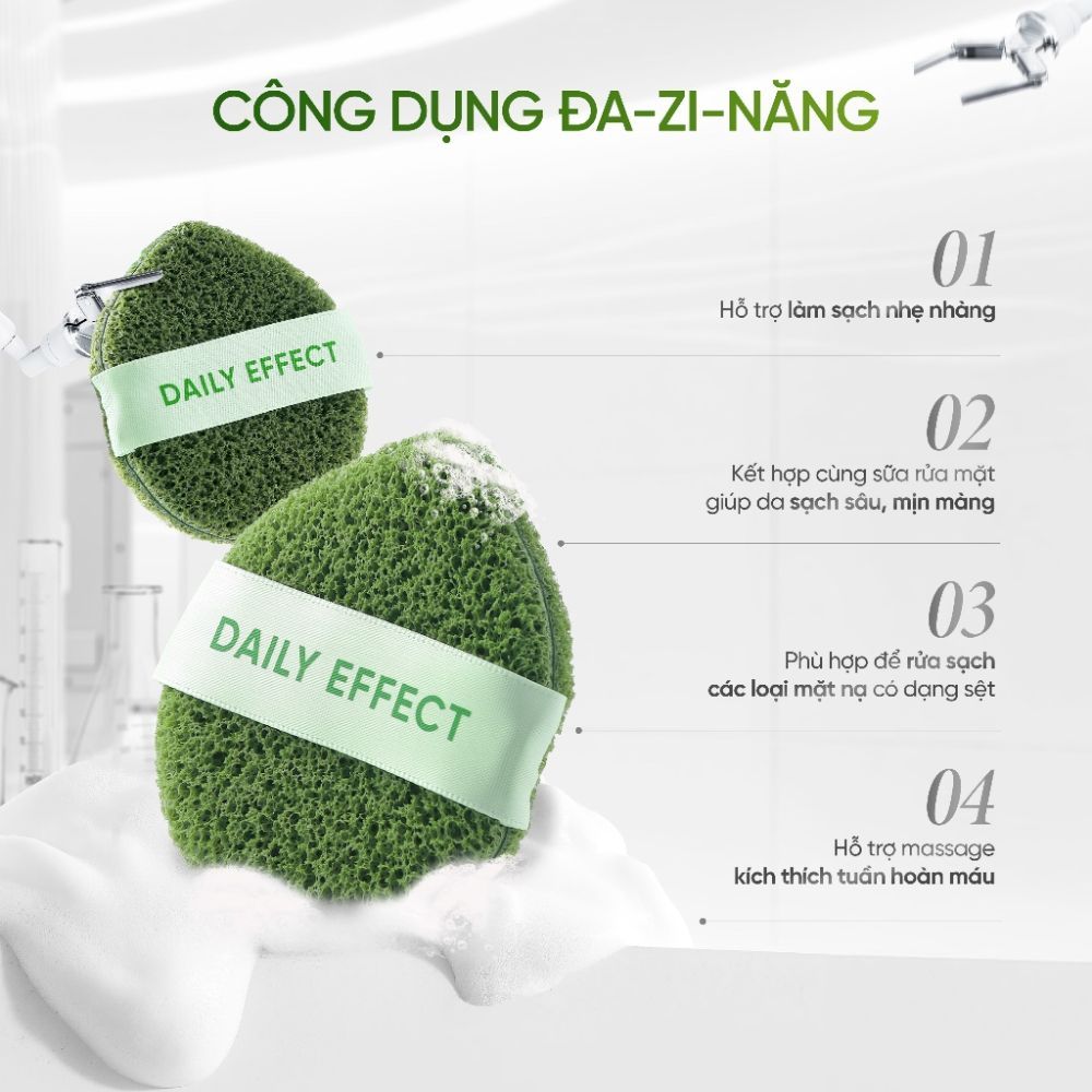 Ảnh 5 của Miếng bọt rửa mặt DAILY EFFECT Làm sạch nhẹ nhàng