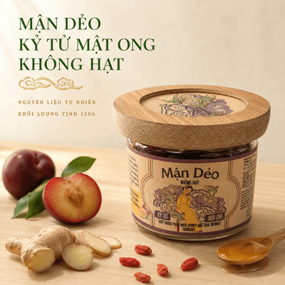 Quà Tặng Ô Mai Sấy Nam Xanh, Mận Dẻo Kỷ Tử Mật Ong Không Hạt, Nguyên Liệu Tự Nhiên, Hũ 120g