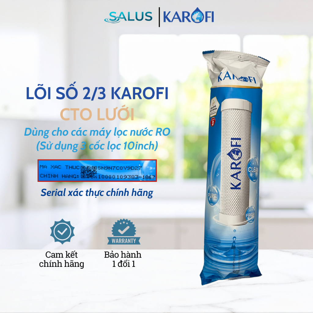 [CHÍNH HÃNG] Lõi số 2 Karofi CTO GAC (Smax Duo 3 Post Carbon) dùng cho máy S-s038, OP1310, O07
