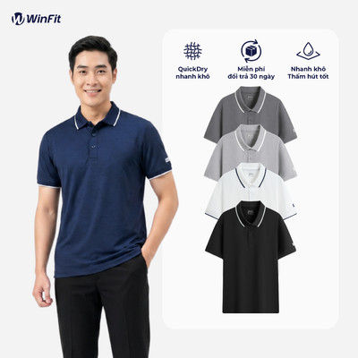 Áo Polo Nam Winfit dệt vân nổi QuickDry nhanh khô, bề mặt mịn, thoáng khí, mặc thoải mái, không gây thô ráp WPL003