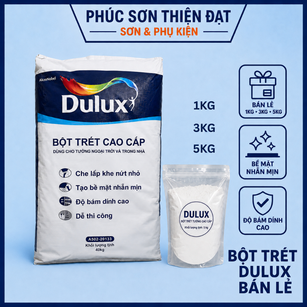 CÂN LẺ - Bột bả Dulux nội ngoại thất Chính Hãng New, bột bả tường, bột trét tường, bột bả matit