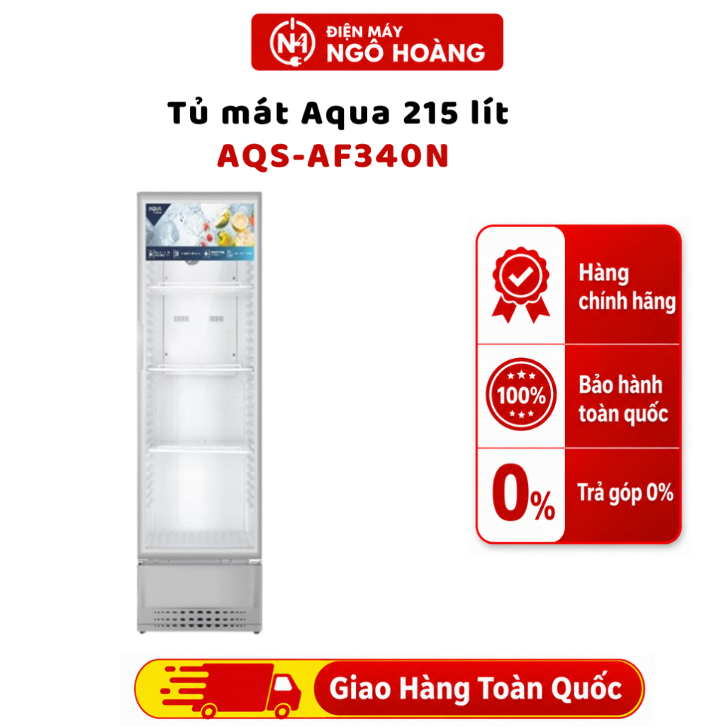 AQS-AF340N Tủ mát Aqua 215 lít Trưng Bày Bảo Quản Thực Phẩm Đồ Uống