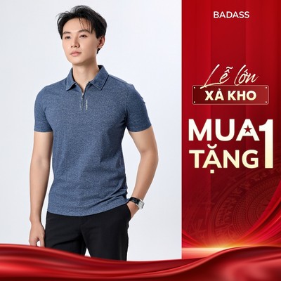 Áo Polo Nam Tay Ngắn Regular Fit Cổ Zip Phối In Hiện Đại Cao Cấp POHTK728