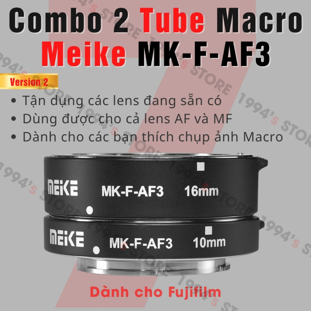 Bộ 2 Tube Macro AF Meike MK-F-AF3 dành cho Fujifilm, Sony, M4/3, Canon EOS M - Ngàm chụp Macro cho l