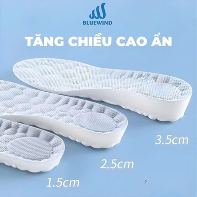 Lót Giày Tăng Chiều Cao BLUEWIND Cao Su Non Êm Ái, Thoáng Khí, Hấp Thụ Sốc, Hương Dễ Chịu 9331