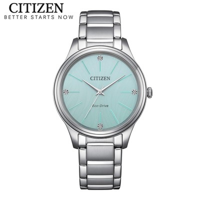 Đồng Hồ Nữ Citizen Eco-Drive Đính Đá Swarovski Dây Thép Không Gỉ EM1220-58Y - Mặt Xanh (34mm)