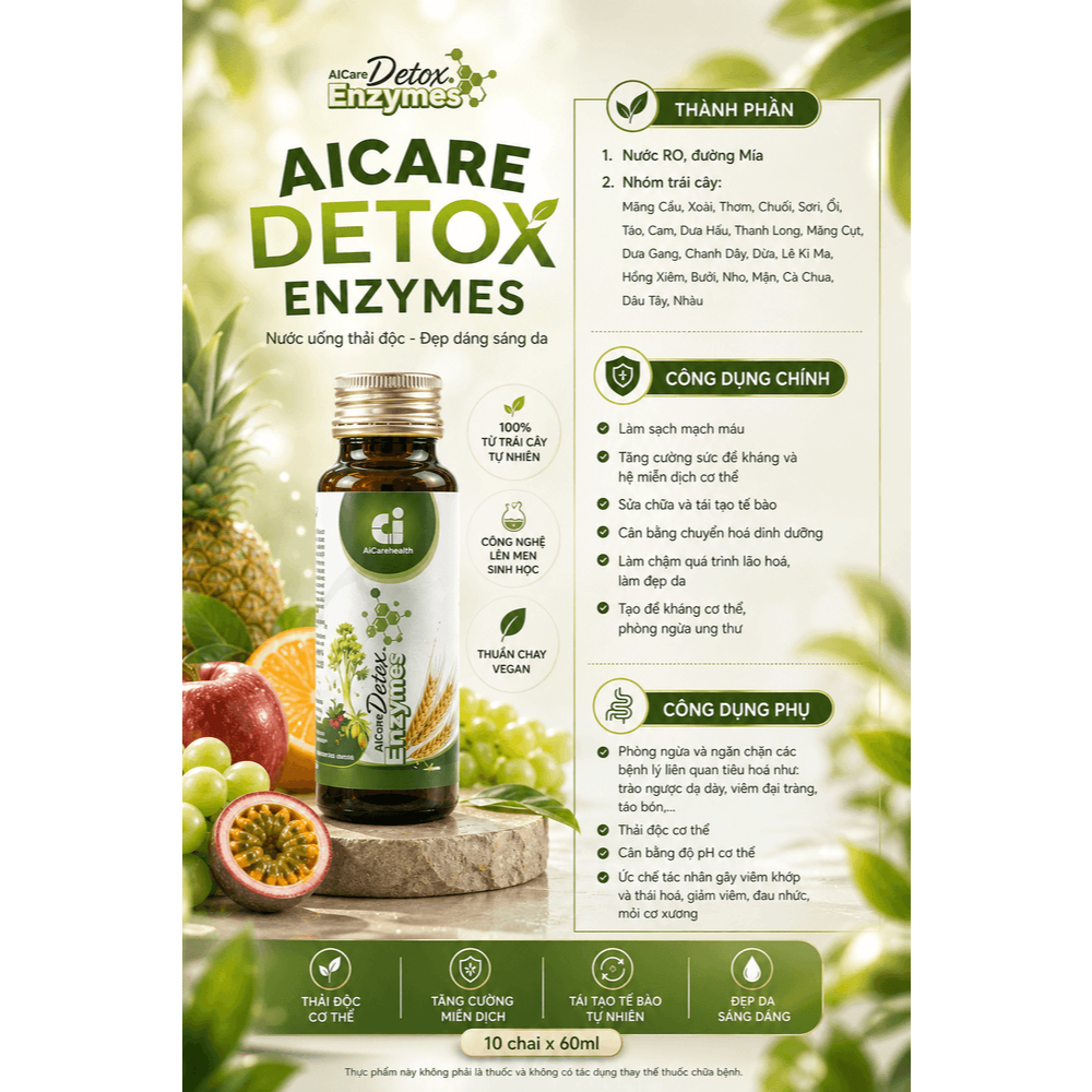 Nước uống AICare Detox Enzyme Hộp 10 chai 60ml - MESP Center