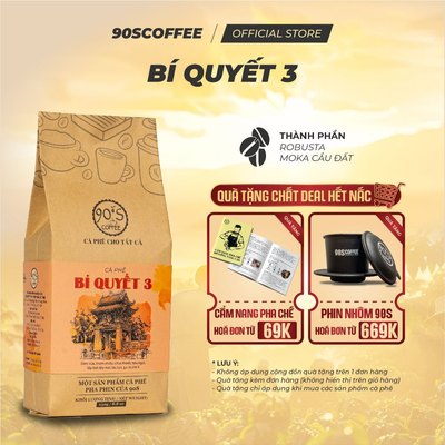 Cà Phê Bí Quyết 3 Rang Mộc Nguyên Chất - Đậm Đà, Hậu Ngọt, Thơm Lâu | 90S COFFEE