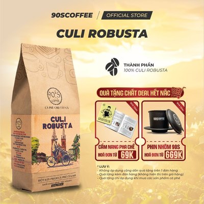 Cà Phê Culi Robusta 100% Rang Mộc Nguyên Chất - Đắng Mạnh, Hậu Vị Sâu, Thơm Nồng | 90S COFFEE