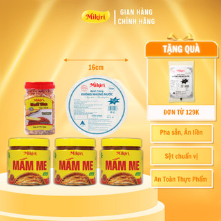 Combo 3 Hũ Mắm Me Pha Sẵn Mikiri 250gr Và Muối Tôm 80g, Bánh Tráng Siêu Mỏng 50g - Chua Ngọt Ăn Liền