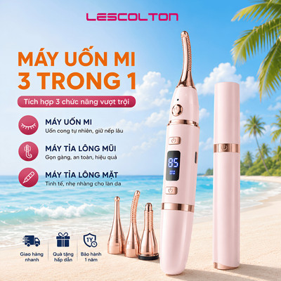 Máy uốn mi nhiệt Lescolton phiên bản 2025 thiết kế 2 trong 1 làm dụng cụ uốn mi và chải mi để định hình mi đẹp hơn