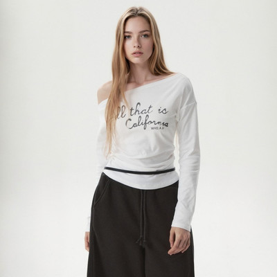 Áo Thun Kiểu Nữ WHO.A.U One-Shoulder Long Sleeve T-shirt(F)_WHLAGB827F