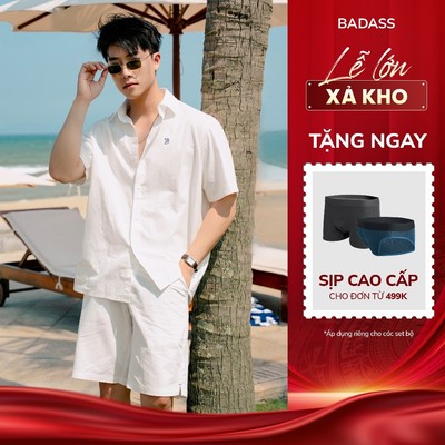 Áo sơ mi cộc tay & Quần đùi Badass du lịch đi biển cotton mềm mát form relax thoải mái SHNTK710 -QSVTK710