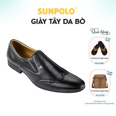 [ Xả kho ] Giày tây nam Da bò cao cấp SUNPOLO giày đi làm văn phòng, công sở đế cao 3cm KS5573