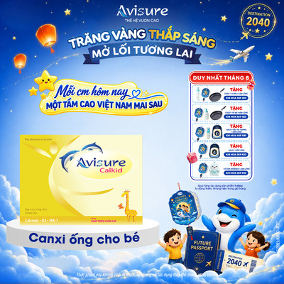 Canxi cho bé Avisure Calkid bổ sung canxi hữu cơ và D3 giúp trẻ cao lớn vượt trội 30 ống