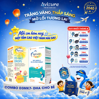 Avisure Combo D3 K2 và DHA Nauy TPBVSK Hỗ Trợ Phát Triển Não Bộ, Chắc Xương Răng