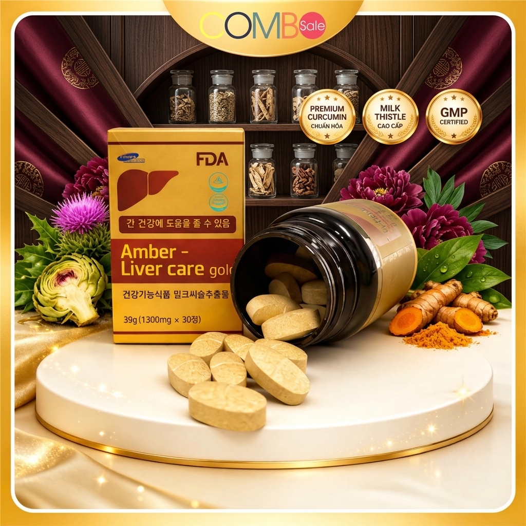 Viên uống hỗ trợ giải rượu & bảo vệ gan Hàn Quốc Amber Liver Care Gold