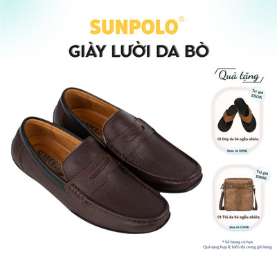 [ Xả kho ] nam Da bò cao cấp SUNPOLO MU2588 Nâu