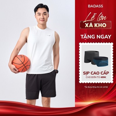 Set Thể Thao Nam Áo Ba Lỗ Tanktop & Quần Đùi Cooltouch BADASS Co Giãn Nhanh Khô Form Slim ABLTK701_QSTTK701