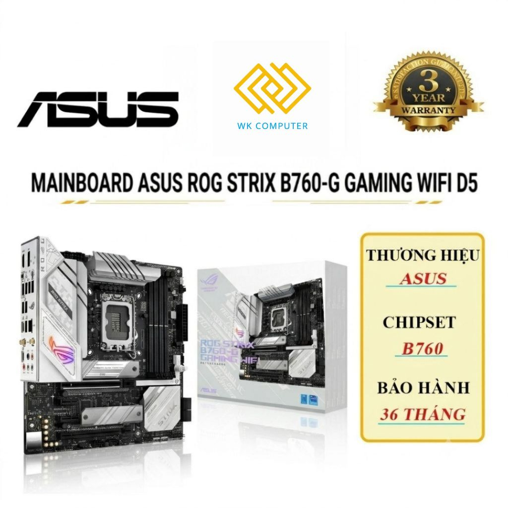 Mainboard ASUS ROG STRIX B760-G Gaming Wifi D5 /  LGA1700, M-ATX, 4xDDR5 | Mới, BH 36T