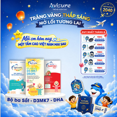 Bộ ba Avisure D3MK7, DHA, Safoli Drop TPBVSK bổ sung D3, DHA, Sắt hữu cơ cho bé