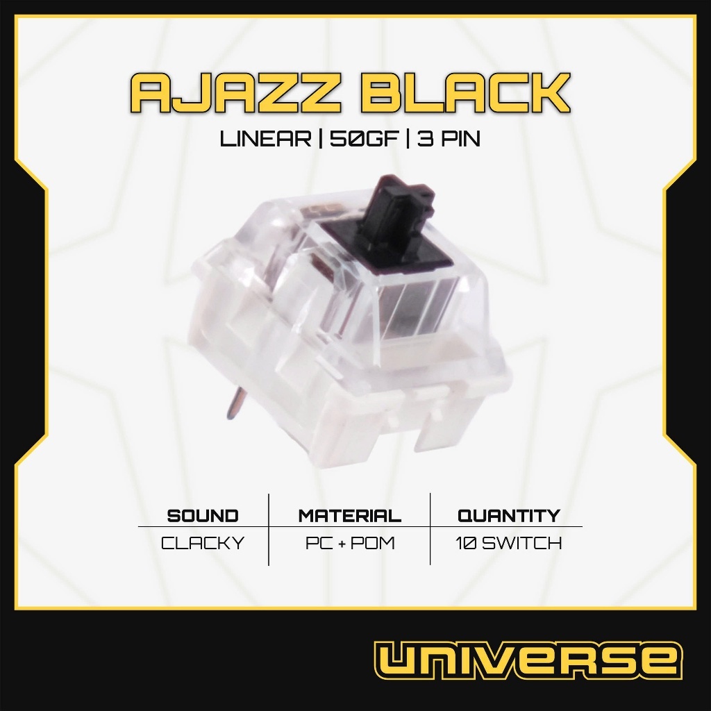 10 Switch Ajazz Black Switch Linear 3 Pin 50g PC + POM Công Tắc Bàn Phím Cơ Bàn Phím Universe