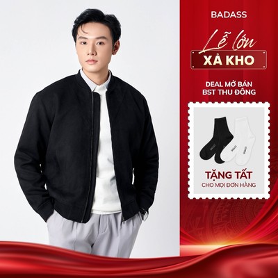 Áo khoác da lộn nam cổ bẻ BADASSS kiểu dáng sang trọng lịch lãm  ADLTK602