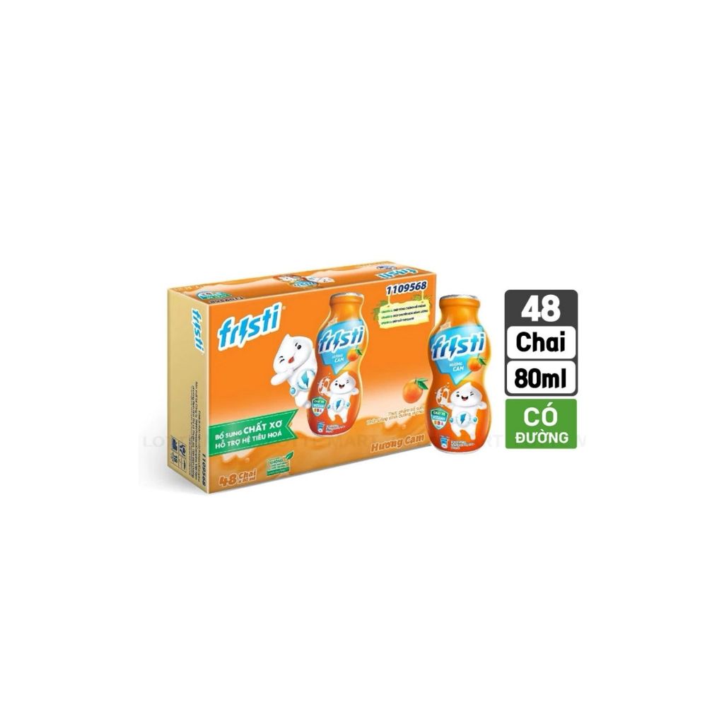 [1 Thùng] Sữa Fristi Chai Cam 80Ml (48 Hộp)