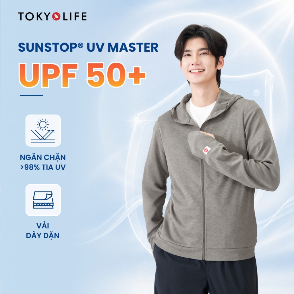 Áo Khoác Chống Nắng Chống Tia UV Nam Cao Cấp Dòng Sunstop UV Master Mũ Liền Thoáng Khí 40000464 - TO