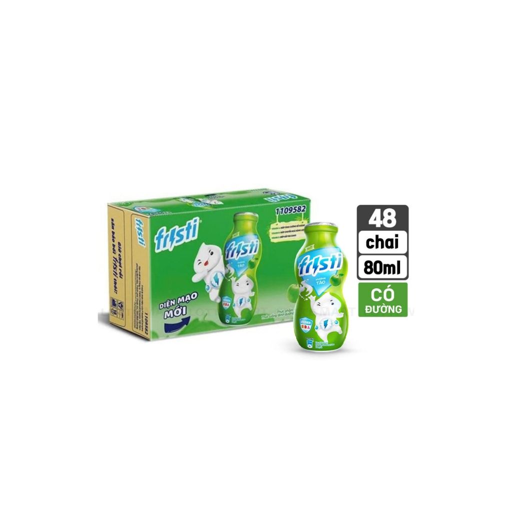 [1 Thùng] Sữa Fristi Chai Táo 80Ml (48 Hộp)